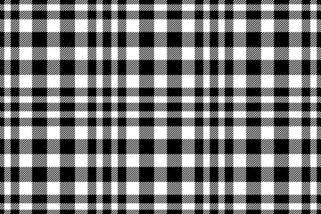 Plaid background, check seamless pattern in black white. Vector fabric texture for textile print, wrapping paper, gift card or wallpaper.