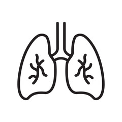 Lungs Hand Drawn Line Icon Isolated Vector Illustration