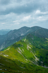 Fototapeta premium Beautiful view of the Tatra Mountains landscape. View of the mountains from the top. High mountain landscape.
