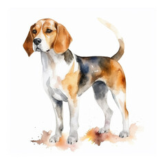 Beagle dog watercolor paint 