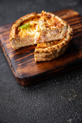 quiche savory pie stuffing meal food snack on the table copy space food background rustic top view