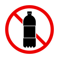 No plastic bottles allowed. Plastic bottle waste prohibited. Vector.