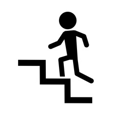 Person going up a stair steps silhouette icon. Vector.
