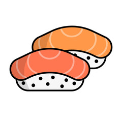 Flat design sushi icon. Salmon sushi. Vector.