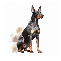  Doberman Pinscher dog watercolor paint