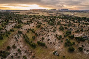 Landscape at sunrise in Extremadura. Spain.