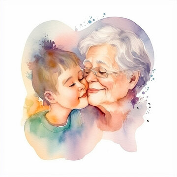  Grandmother love watercolor paint 