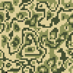 Camouflage pixel seamless pattern. Army dazzles paint template, war repeating