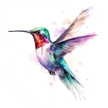 Hummingbird watercolor paint