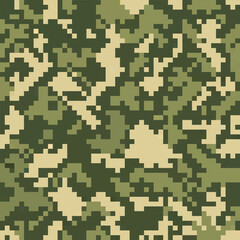 Camouflage pixel seamless pattern. Army dazzles paint template, war repeating