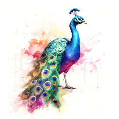  Peacock watercolor paint 