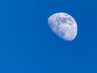 half moon over blue sky