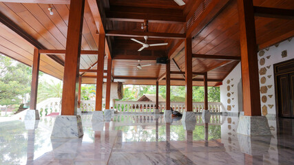 The interior of the Mantingan Mosque, Jepara with a teak wood building with the Joglo concept.