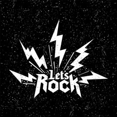 Rock and Roll Music Symbol with Lightning Bolts Vector Design Illustration - obrazy, fototapety, plakaty