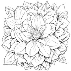 Black and white hand drawn illustration of flower. Antistress for adults and children. Doodle ornament in black and white. Hand draw vector illustration.