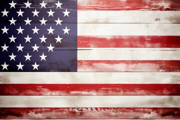 Fototapeta premium American flag for Memorial Day or 4th of July - Wood background ( white black)