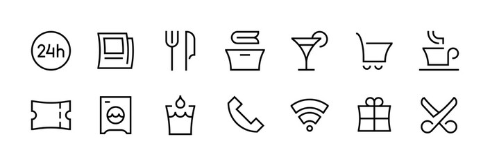 Hotel Services line icons set. Symbols
