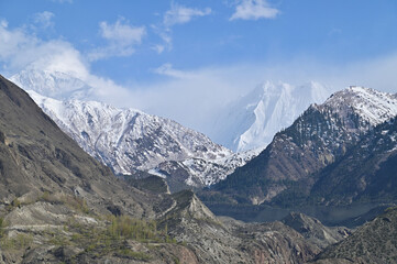 Fototapeta na wymiar Massifs of Karakoram Mountains Range in Northern Pakistan