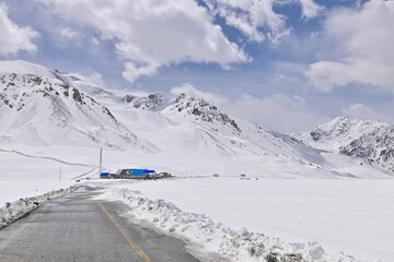 Winter Scenery Near Khunjerab Pass Border Between Pakistan-China in Gilgit-Baltistan, Pakistan
