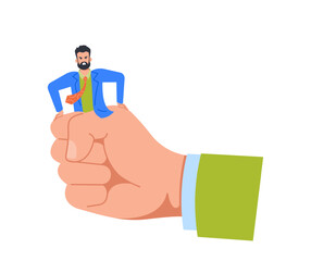 Businessman Character Struggles To Break Free From Giant Fist, Symbolizing Struggle Against Adversity And Obstacles Generative AI