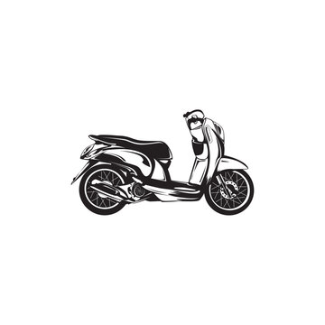 silhouette matic motorcycle vector