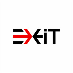 Exit logo design with arrows on letters E and X.