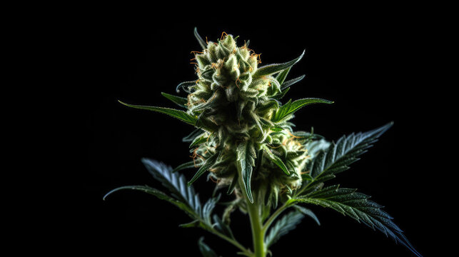 Cannabis bud strains on black background. Generative AI