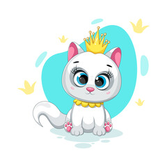 Cute kitten princess with a beautiful royal crown