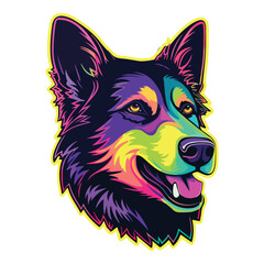 Neon Dog Flat Icon Isolated On White Background