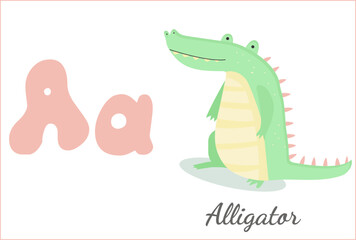 alphabet english children's letter A aligator