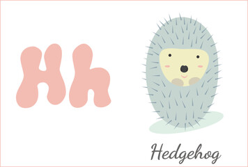 alphabet english children's letter H hedgehog