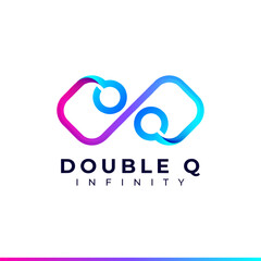 Letter Q Infinity Logo design and Gradient Colorful symbol for Business Company Branding and Corporate Identity