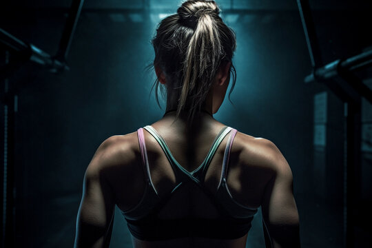 Fitness in Motion: Back View of Athletic Woman in Clean Sharp Focus with Soft Shadows - Generative Ai