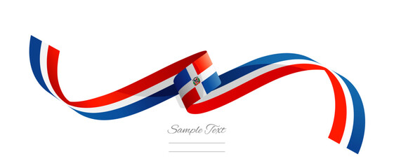 Dominican flag ribbon vector illustration. Dominican Republic flag ribbon on abstract isolated on white color background