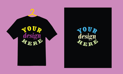  Black 3D T-Shirt Mockups  template front and back view on white background