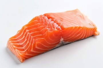 Juicy piece of salmon in white background isolated.