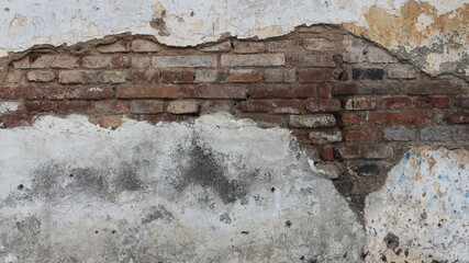 The walls of old buildings that have been damaged.