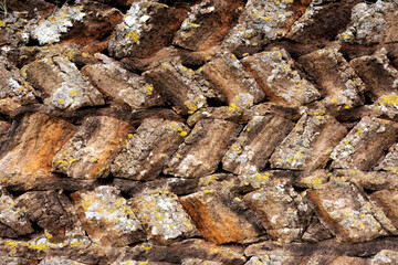 Islandzki, mur, torfowa, cegła, tekstura, brązowy © damian