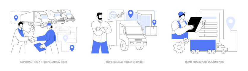 Trucking company abstract concept vector illustrations.