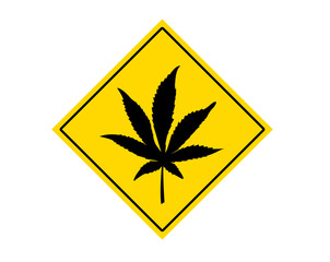 Marijuana Leaf Road WARNING SIGN illustration