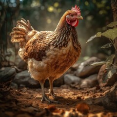 Fototapeta premium Chicken in natural habitat (generative AI)