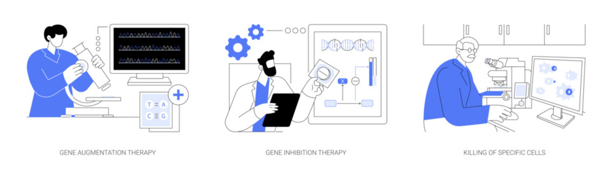 Gene therapy abstract concept vector illustrations.