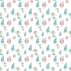 Berries and leaves floral botanical pattern