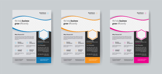 Flyer Template Layout Design. Corporate Business Flyer, Brochure, Annual Report, Magazine  Creative Modern Bright Flyer Concept with Square Shapes