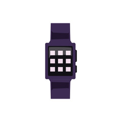 Smart watch for connection with smartphone apps, vector illustration isolated.