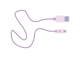 Phone charging cable, cartoon flat vector illustration isolated on white background.