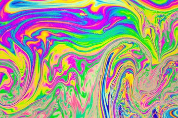 Psychedelic multicolored background abstract. Rainbow colors. patterns background. Photo macro shot of soap bubbles