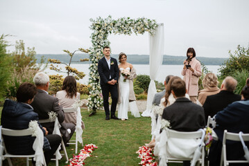 Fototapeta premium wedding ceremony of the newlyweds in a country cottage