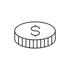 Coin vector icon. Casino coins sign. Casino chips icon. Money flat sign design. Illustration of coin line icon. Linear flat cent coin symbol pictogram. UX UI icon