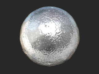 3D ZBrush render of silver shiny ball on a gray background